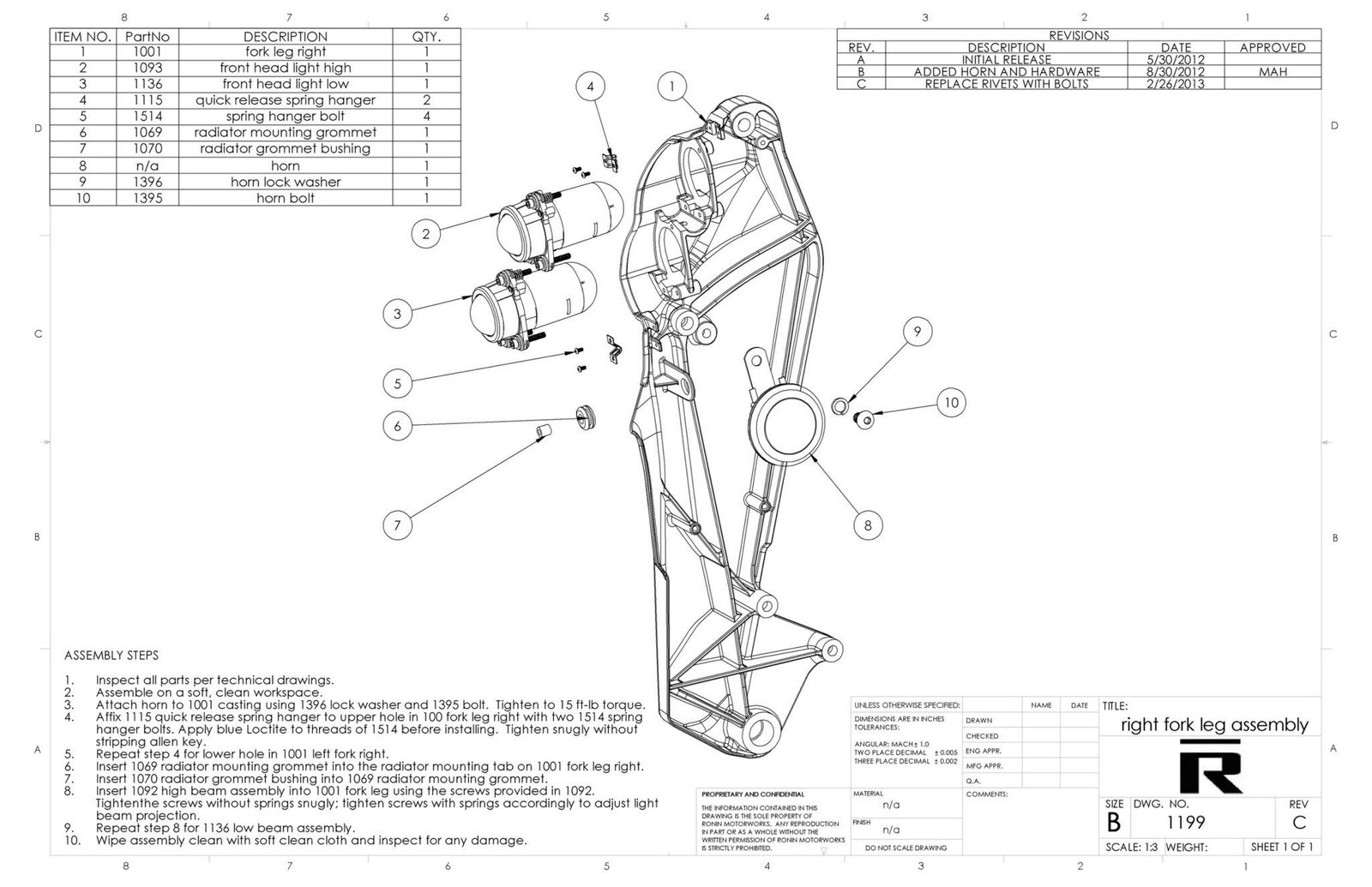 Right fork leg